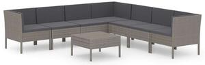 Polyrattan Kerti Ülőgarnitúra - 8 részes - Szürke