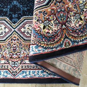 Luxus kék szőnyeg gyönyörű színes részletekkel Szélesség: 150 cm | Hossz: 230 cm