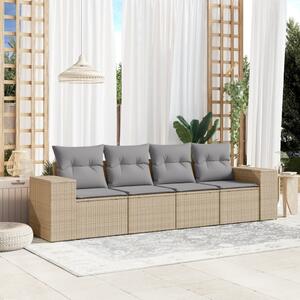 4 részes bézs polyrattan kerti ülőgarnitúra párnákkal