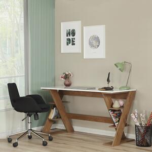 Lungo íróasztal, sötét tölgy-fehér, 140 cm