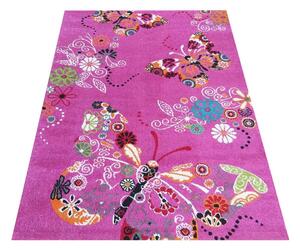 Modern szőnyeg gyerekszobába rózsaszínben, tökéletes pillangó motívummal Szélesség: 160 cm | Hossz: 220 cm