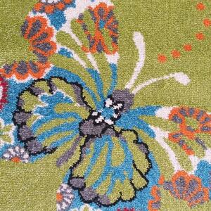 Modern szőnyeg gyerekszobába pillangó motívummal zöld Szélesség: 120 cm | Hossz: 170 cm