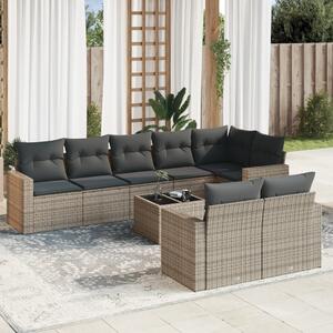 9 részes szürke polyrattan kerti ülőgarnitúra párnákkal