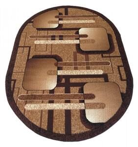 Ovális szőnyeg barna színben, geometrikus mintákkal Szélesség: 80 cm | Hossz: 150 cm