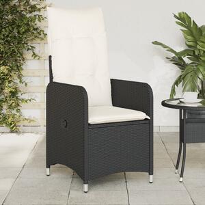 Fekete polyrattan dönthető kerti szék párnával