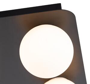 Modern fürdőszobai mennyezeti lámpa, fekete, négyzet alakú 4 lámpás - Cederic