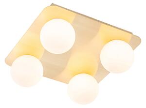 Modern fürdőszobai mennyezeti lámpa sárgaréz négyzet alakú 4 lámpás - Cederic