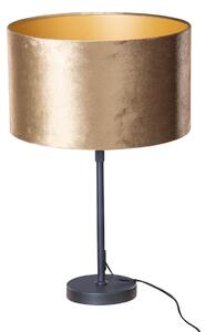 Asztali lámpa fekete bársony lámpabúrával bronz színben 35 cm - Parte