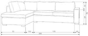 Hoorns Krémfehér Johannet szövet sarokkanapé 283 cm, bal