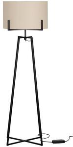 Hoorns Fekete fém állólámpa vászonbúrával Lolien 160 cm