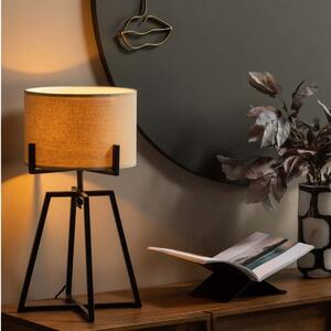 Hoorns Fekete fém asztali lámpa vászonbúrával Lolien