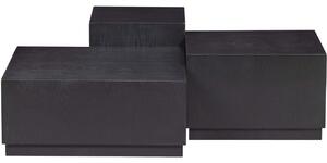 Hoorns Három darab fekete Pommo kőris dohányzóasztal készlet 70/55/40 cm