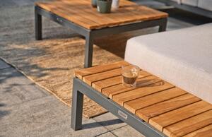 Hoorns Szürke szövet kerti kanapé és Sardinia teak asztal szürke alappal
