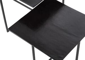 Hoorns Két sötétbarna fém Huet dohányzóasztal készlet 44 x 44 / 71 x 71 cm