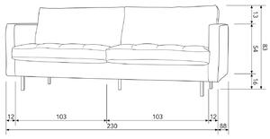 Hoorns Világoszöld bársony kétüléses kanapé Raden 230 cm foltvarróval