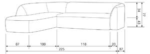 Hoorns Sötétszürke szövet sarokkanapé Amir 225 cm, bal