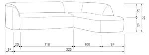 Hoorns Sötétszürke szövet sarokkanapé Amir 225 cm, jobb