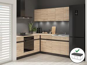 Sarokkonyha Junona Line 200 + 200 cm (wenge + sonoma tölgy)