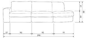 Hoorns Antracitszürke szövet háromszemélyes kanapé Flaireen 298 cm, bal