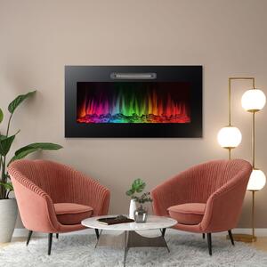 Elektromos beépíthető kandalló – hősugárzó + RGB LED – 91 cm
