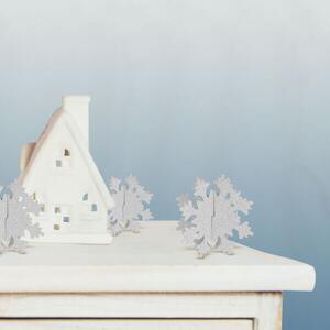 Karácsonyi dekor – jégkristály – ezüst – 5 db / csomag