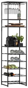 Hoorns Nyertes fekete fém boros szekrény 185 x 45 cm
