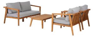 Hoorns Teak kerti ülőgarnitúra, két fotel és Luisiano dohányzóasztal párnákkal
