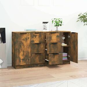 Modern Fa Tálalóasztal - Füstös Tölgy - 60x30x70 cm - 2 db