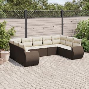 9 részes barna polyrattan kerti ülőgarnitúra párnákkal