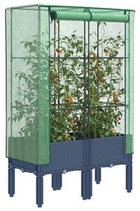 Rattan megjelenésű magaságyás melegháztakaróval 80x40x140 cm