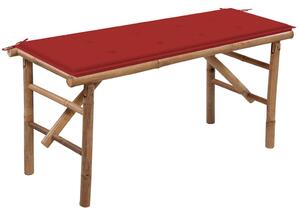 Összecsukható bambusz kerti pad párnával 118 cm