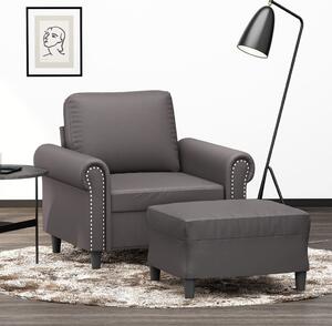 Szürke műbőr kanapéfotel lábtartóval 60 cm
