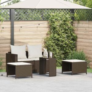 5 részes polyrattan kerti kanapé garnitúra párnákkal stackable