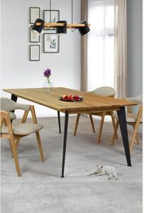 Tömör tölgyfa asztal - matt lakk acél lábakkal, 197 x 100