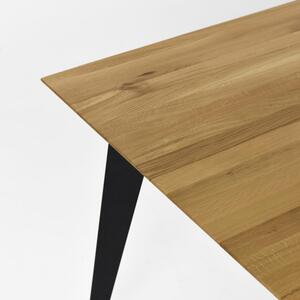 Tömör tölgyfa asztal - matt lakk acél lábakkal, 197 x 100