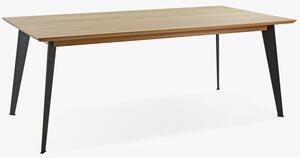 Tömör tölgyfa asztal - matt lakk acél lábakkal, 200 x 100