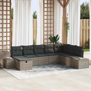Kerti Kanapé Szett párnával 8 pcs Szürke Poli rattan