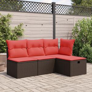 Barna polyrattan kerti ülőke párnával 55 x 55 x 37 cm