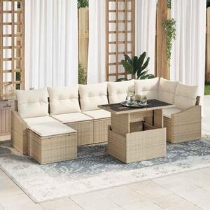 Kerti Kanapé Szett párnával tárolóval 8 pcs Beige és krém