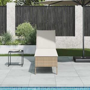 Bézs polyrattan napozóágy párnával 55x200x44 cm