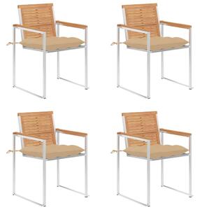 4 db tömör tíkfa kerti szék párnákkal