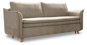 Bézs bársony kinyitható kanapé 225 cm Charming Charlie – Miuform