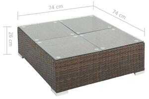 VidaXL 7-részes barna polyrattan kerti bútorszett párnákkal
