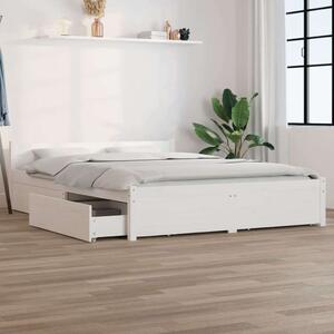 VidaXL fehér ágykeret fiókokkal 150 x 200 cm (5FT King Size)
