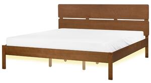 Ágy LED világítással Keményfa BOISSET 180 x 200 cm Sötétbarna