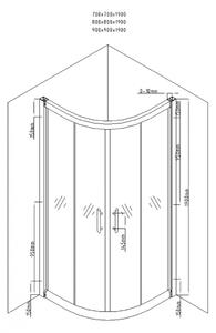 Mexen Rio zuhanykabin elhúzható ajtóval - 80 x 80 cm (863-080-080-01-20)