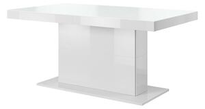 Asztal Austin 282, Fehér, Fényes fehér, 78.2x95x165cm, Hosszabbíthatóság, Edzett üveg, Laminált forgácslap