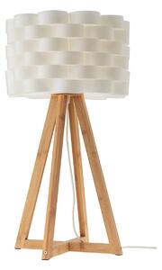 INGE modern asztali lámpa natúr fa fehér ernyővel/búrával, 1Xmax. 28W