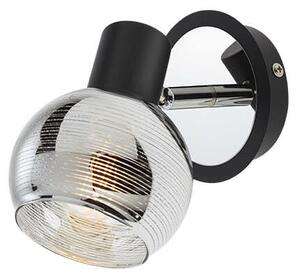 MAGIS modern fali lámpa fekete/króm króm/átlátszó ernyővel/búrával, 1Xmax. 28W