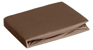 Jersey pamut gumis lepedő Barna 220x200 cm + 30 cm